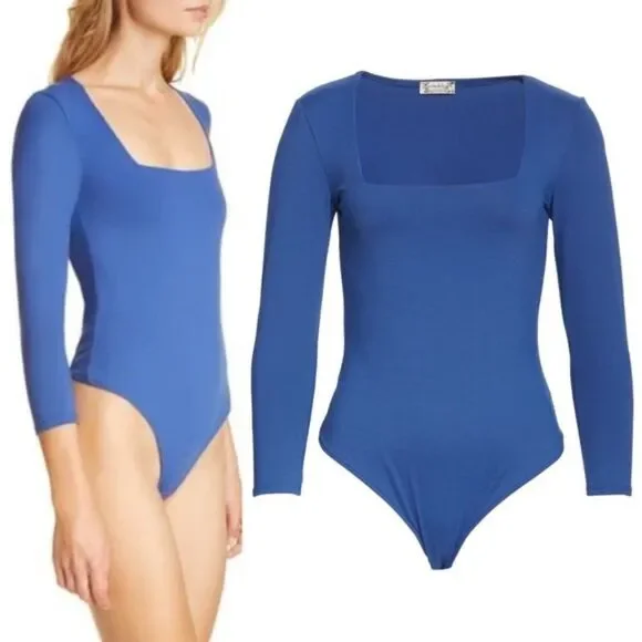 🔆 FREE PEOPLE 🔆 'Truth or Square' Long Sleeve Bodysuit - [Small in Blue] - Picture 3 of 16